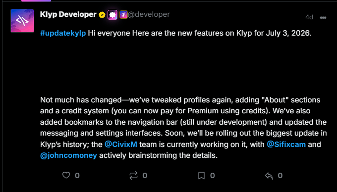 Developer July 3 update